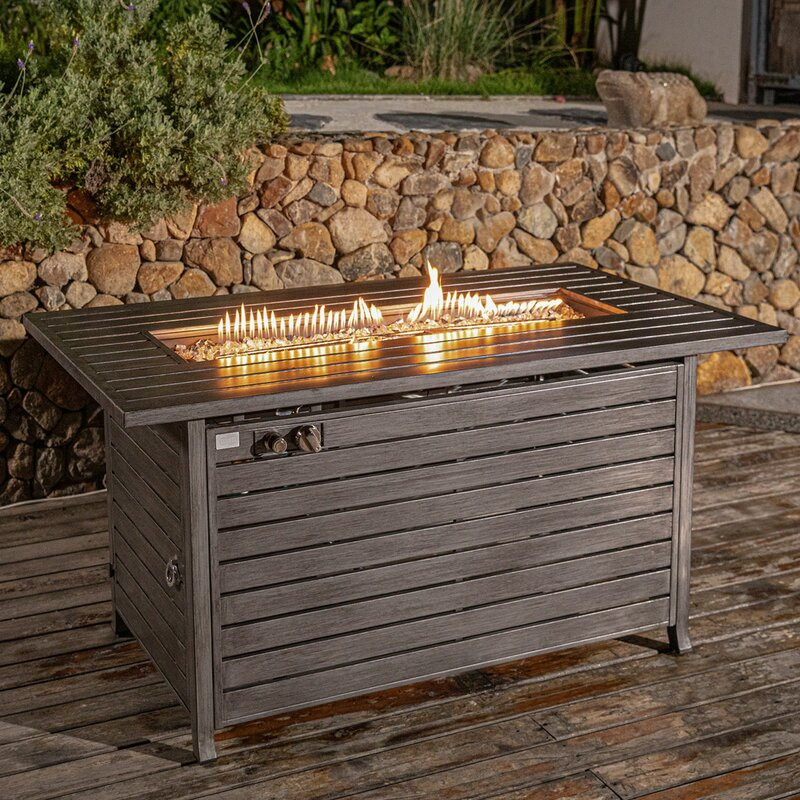 Breazia Outdoor Fire Table Hand Painted Faux Grey Birch