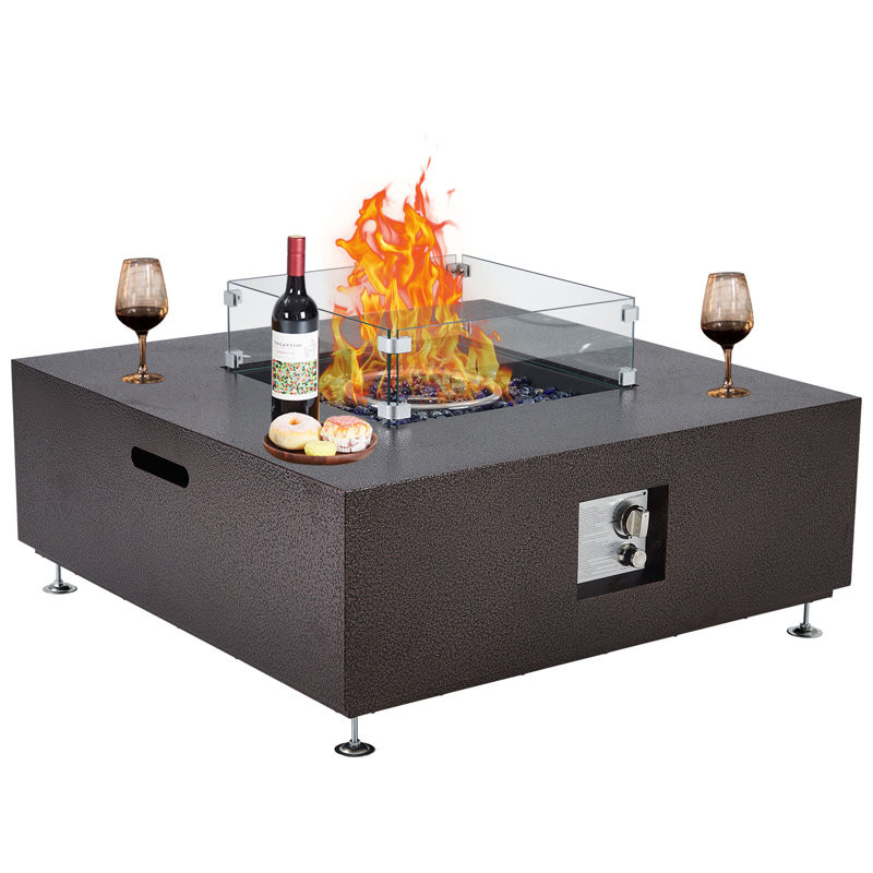 Mayisha 12.2" H x 36" W Stainless Steel Propane Outdoor Fire Pit Table