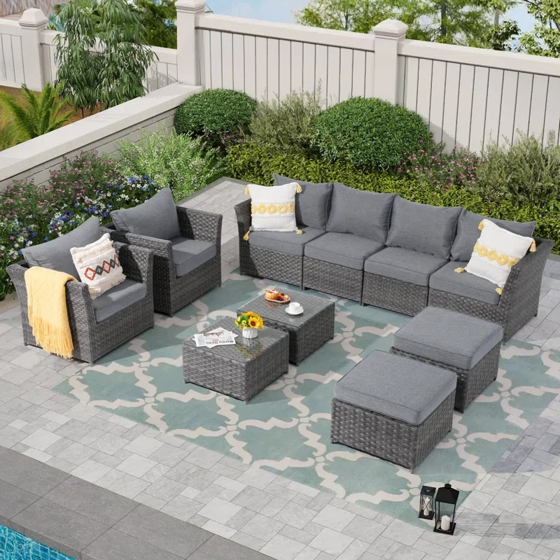 Nikea 8 - Person Outdoor Seating Group With Cushions