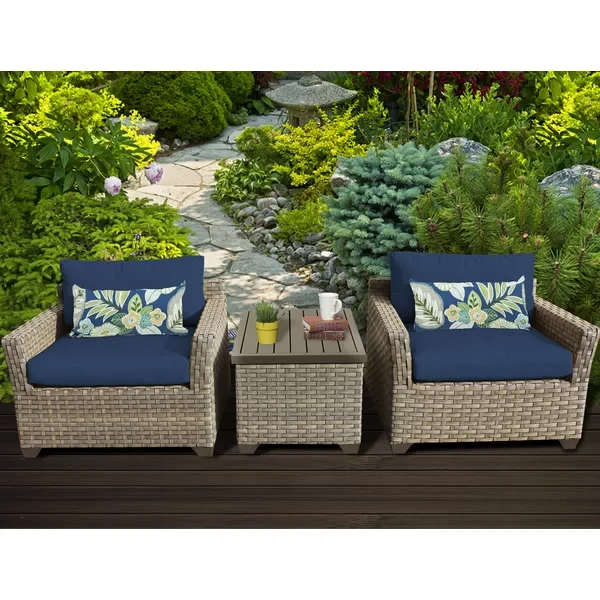 Anupras 3 Piece Outdoor Conversation Set with Club Chairs and Storage Coffee Table