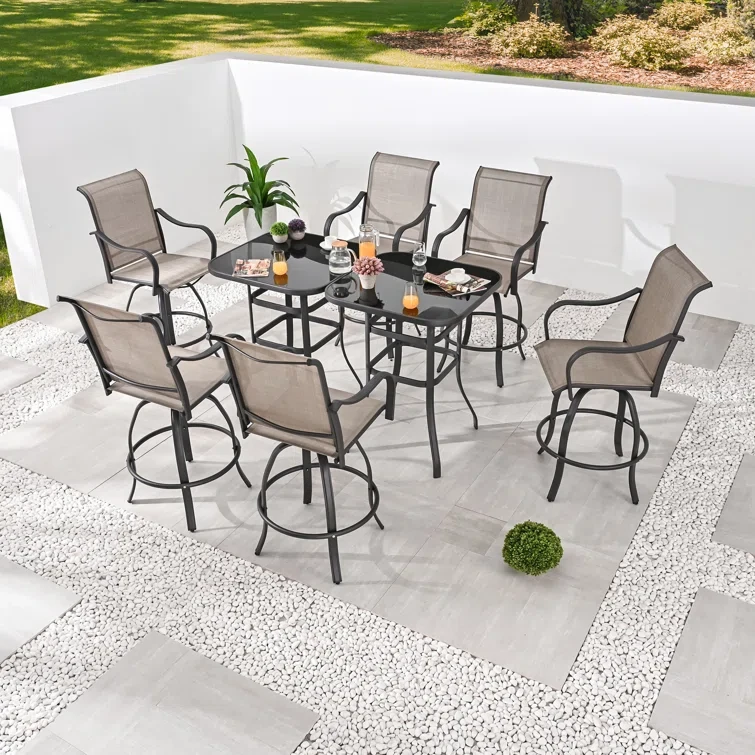 Oberon Outdoor 6-Person High Seating Bistro Dining Set