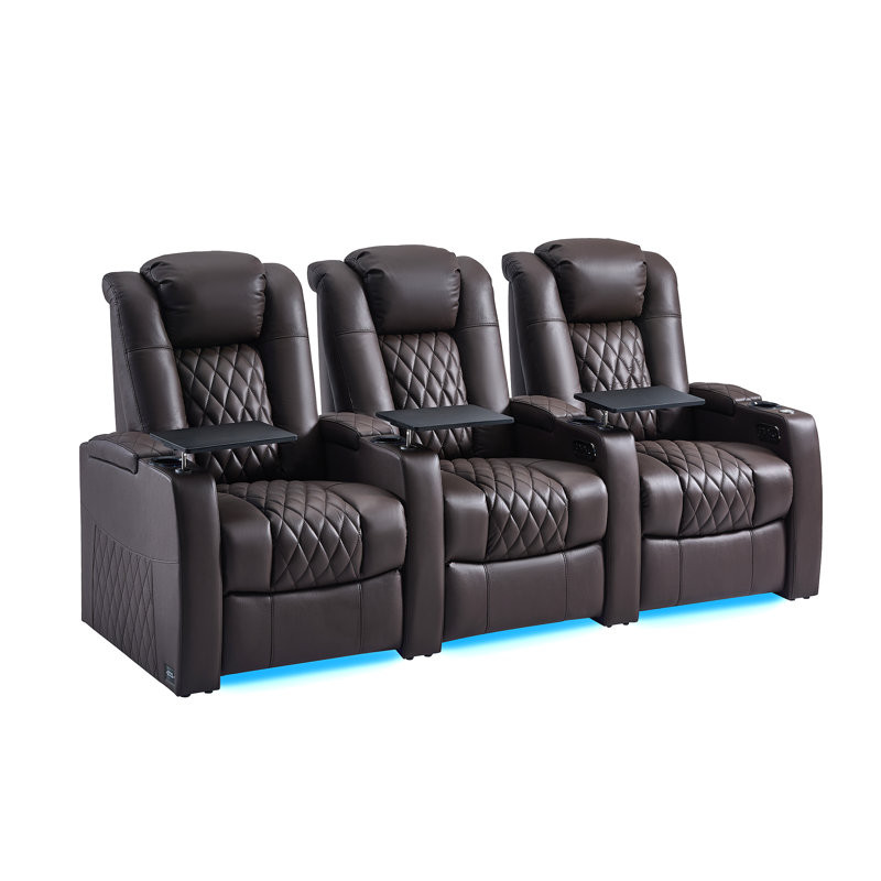 Leather Home Theater Seating Dual Power Movie Theater Chairs Theater Recliner Sofa