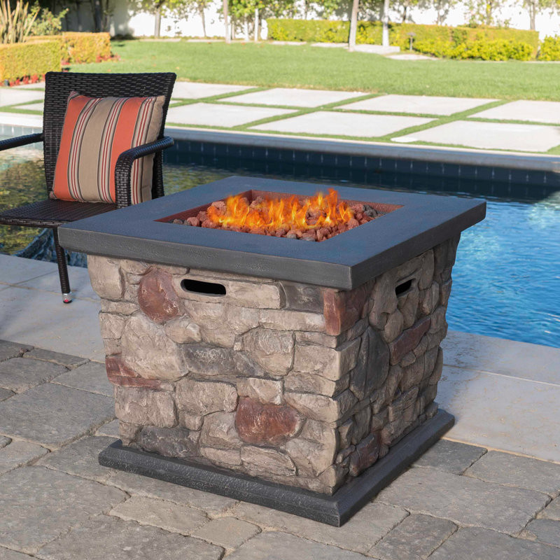 Wayland 24" H x 30" W Stone Propane Outdoor Fire Pit Table