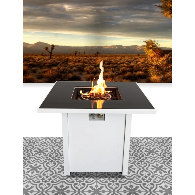 Sarne 30" Inch White Steel Propane/natural Gas Firepit Table