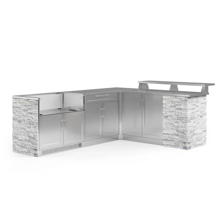 Outdoor Kitchen Signature Series 8 Piece L Shaped Cabinet Set with Stainless Steel Top