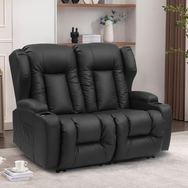 Faux Leather Home Theater Seating with Cup Holder