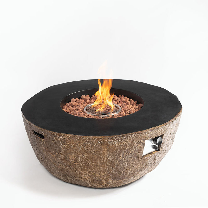 Bransouze 15.8" H x 41.8" W Concrete Propane Outdoor Fire Pit Table