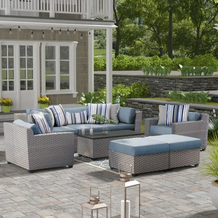 Amjad 8 Piece Outdoor Sectional Seating Group with Cushions