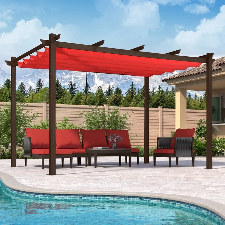 96"H x 158" W x 118" D  Purple Leaf Aluminium Pergola With Canopy