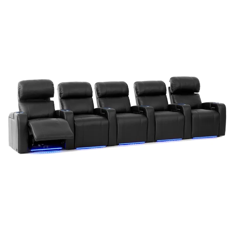 Leather Power Reclining Home Theater Seating with Cup Holder