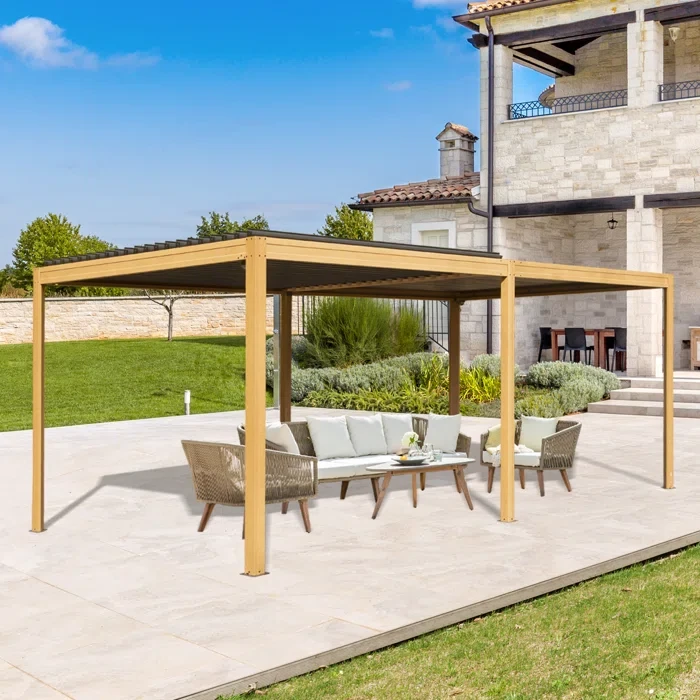 20 Ft. W x 10 Ft. D Aluminum Pergola with Canopy