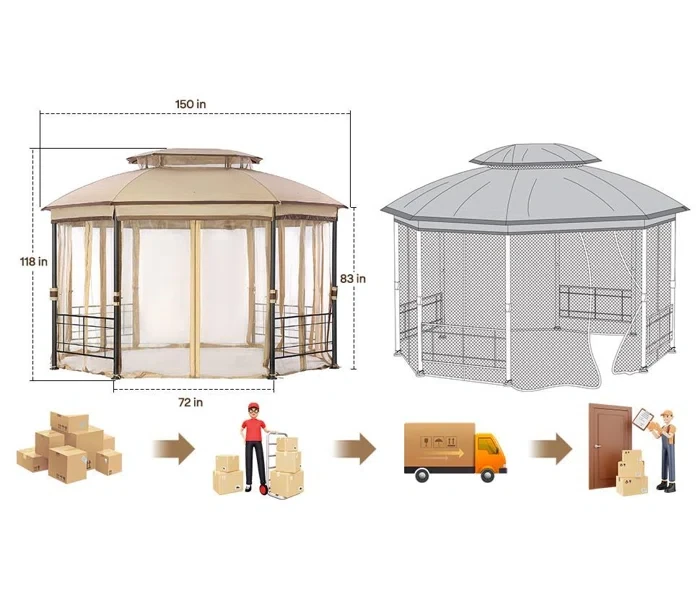 13 Ft. W x 11 Ft. D Aluminum Gazebo