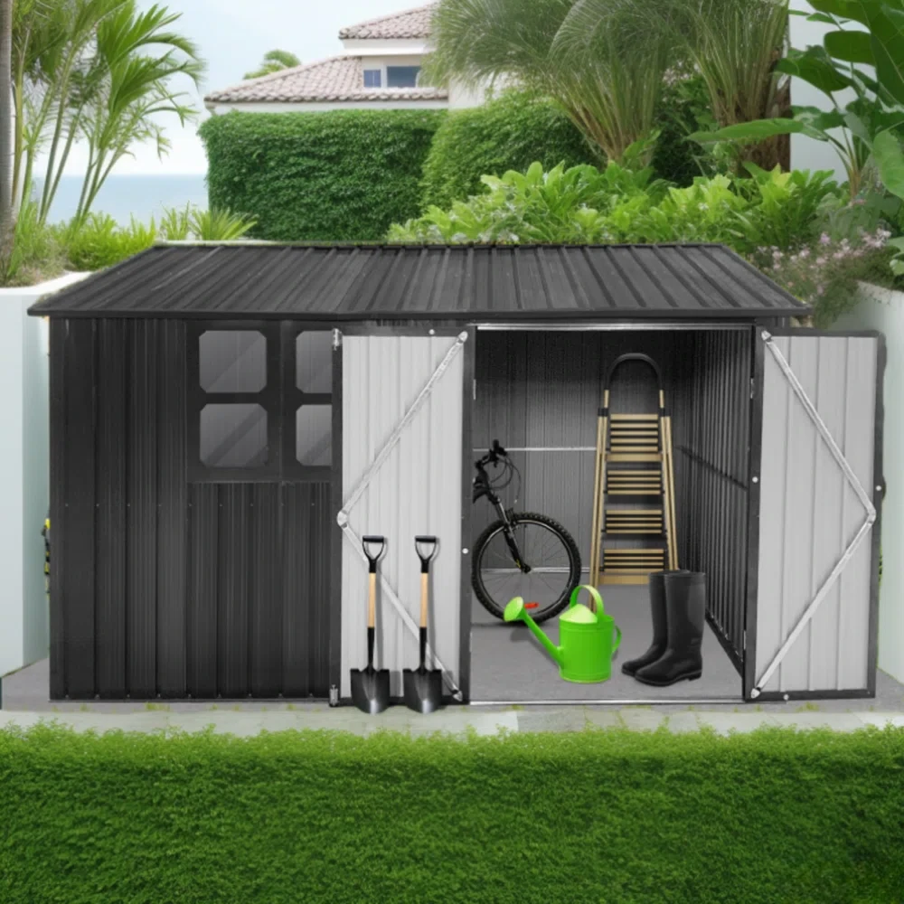 10 ft. W x 9 ft. D Metal Storage Shed