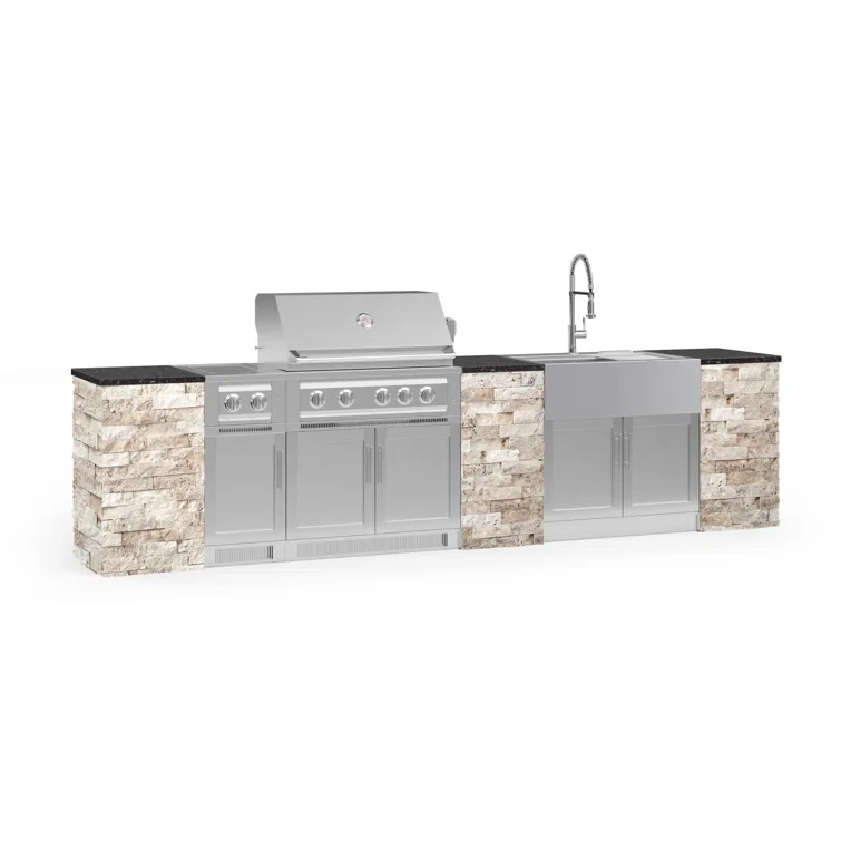 Outdoor Kitchen Signature Series 11 Piece Cabinet Set with 36 in. Natural Gas Platinum Grill