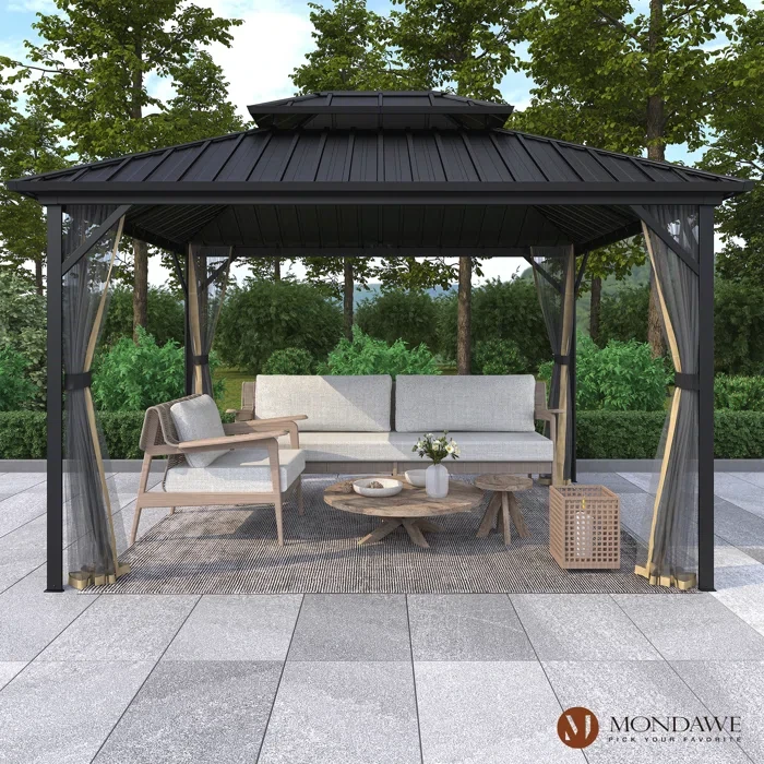 Lucio 10 Ft. W x 12 Ft. D Iron Patio Gazebo