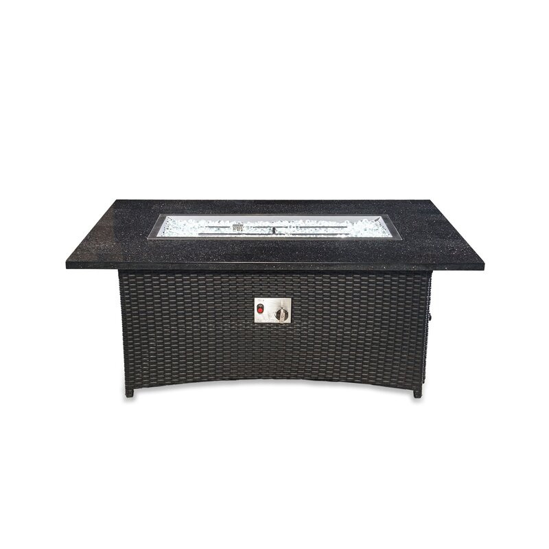 Anjay Wicker and Granite Propane Gas Fire Pit Table