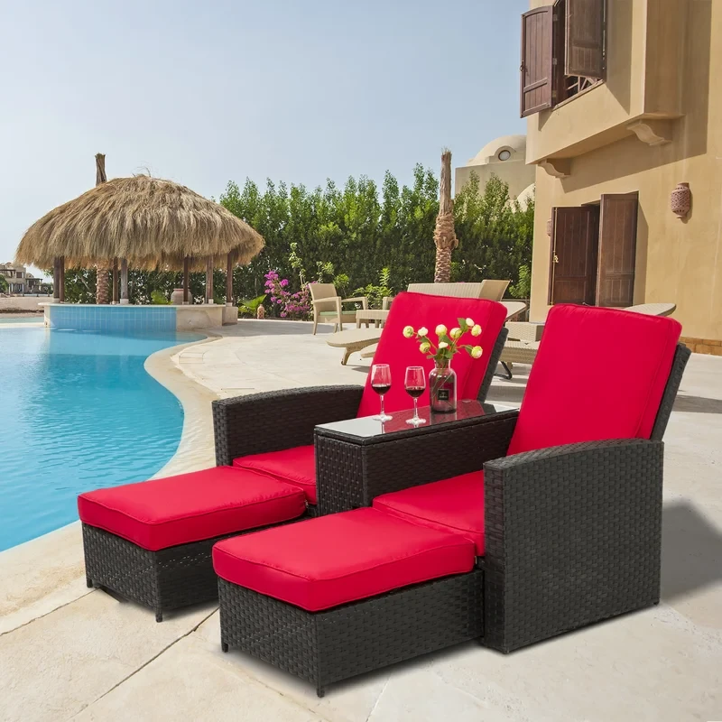 5 Piece Outdoor patio wicker conversation set with Cushions