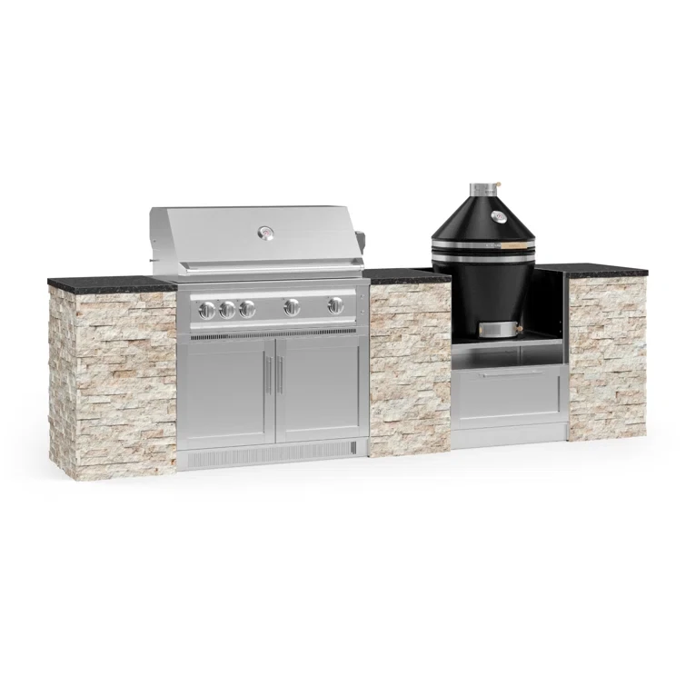 Outdoor Kitchen Signature Series 9 Piece Cabinet Set with 40 in. Propane Gas Platinum Grill