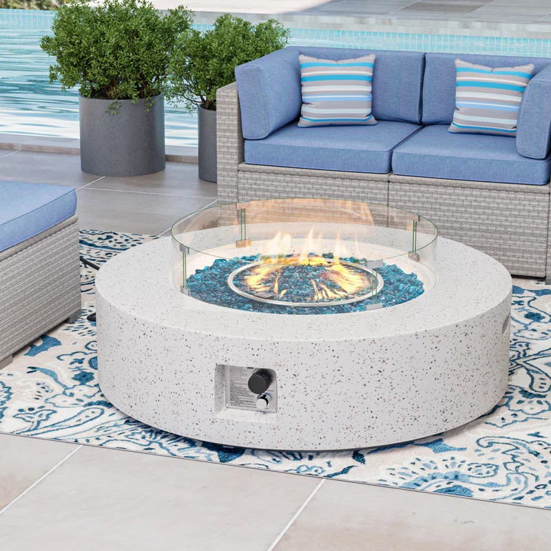 Outdoor Concrete Propane Fire Pit Table