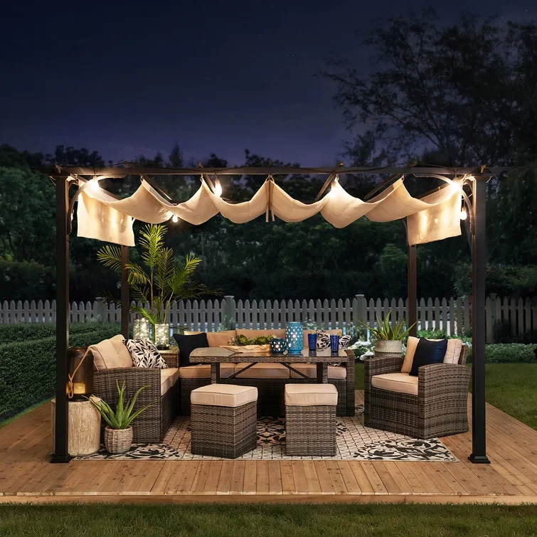 Naples 12 Ft. W x 9 Ft. D Steel Pergola with Canopy