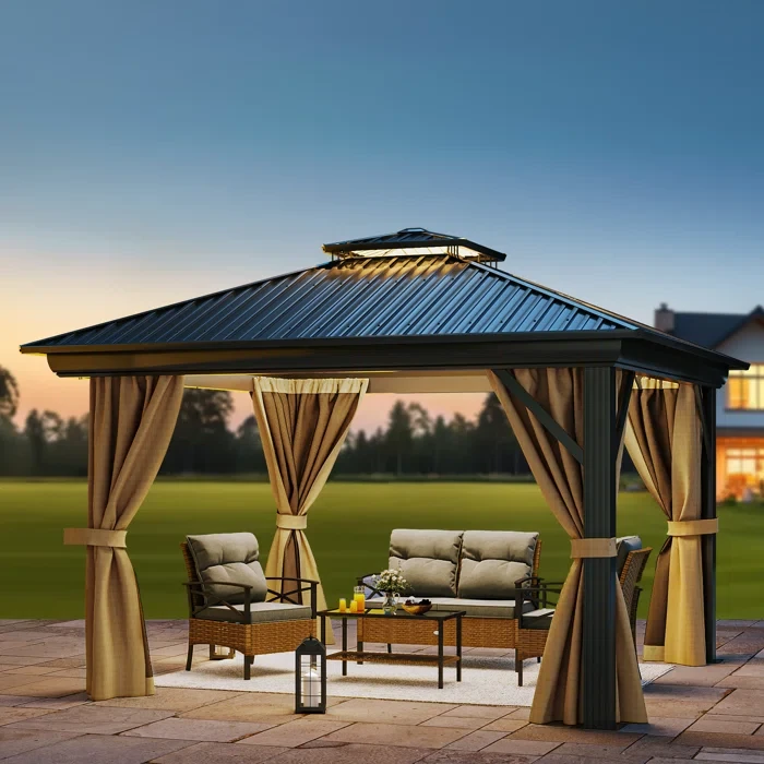 Outdoor Aluminum Hardtop Patio Gazebo 12 ft x 12 ft