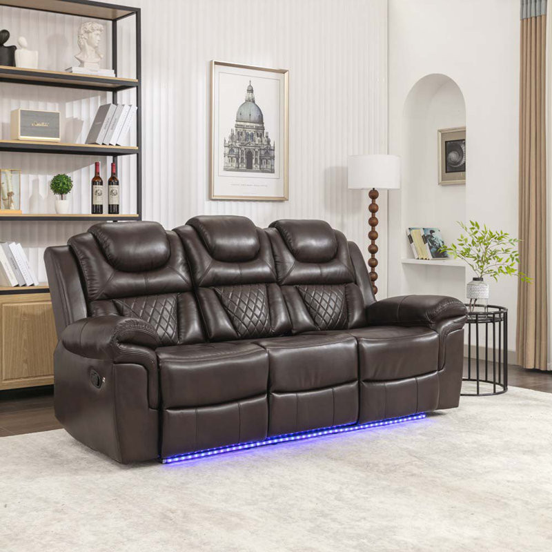 Krut Faux Leather Home Theater Seating with Cup Holder