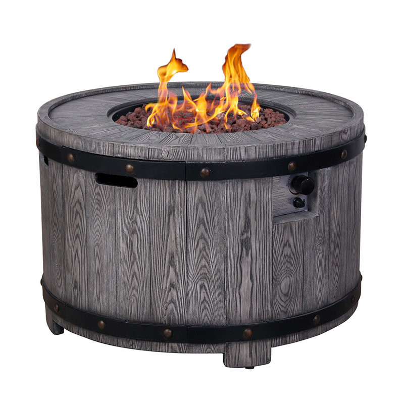 Bridgie Faux Wood Grain Gas Fire Pit Table, Fire Pit Table