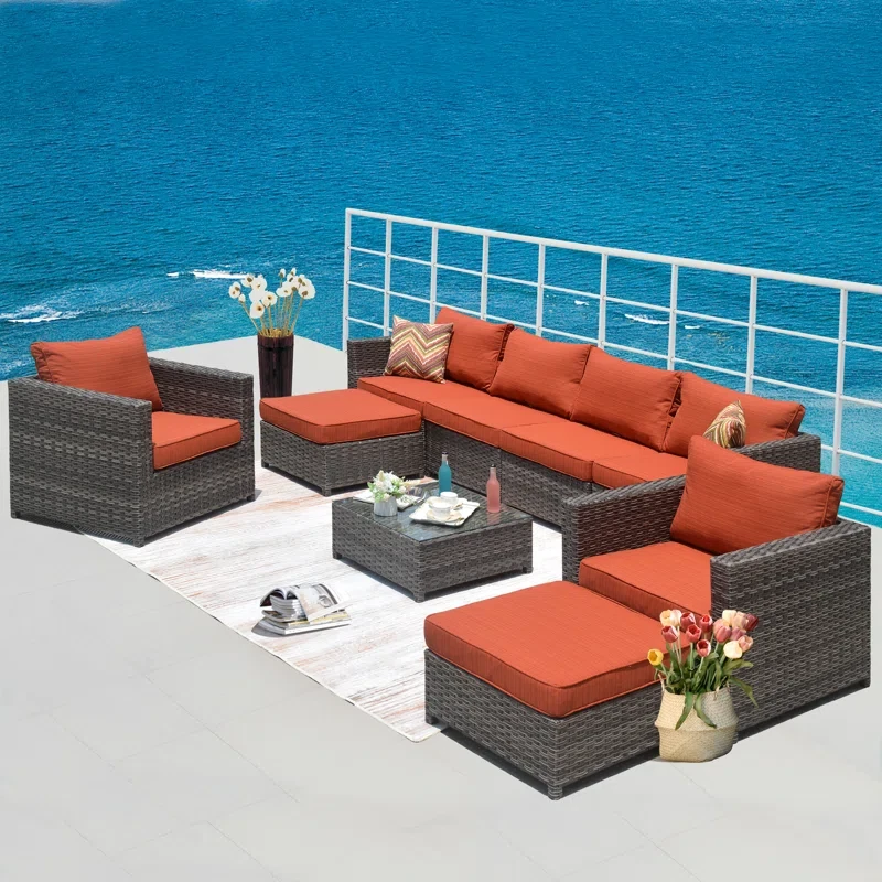 9-pieces Wicker/rattan Seating Group With Cushions