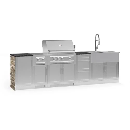 Outdoor Kitchen Signature Series 10 Piece Cabinet Set with 33 in. Natural Gas Platinum Grill