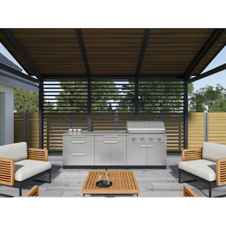 Outdoor Kitchen Stainless Steel 5 Piece Cabinet Set with 40 in. Natural Gas Performance Grill