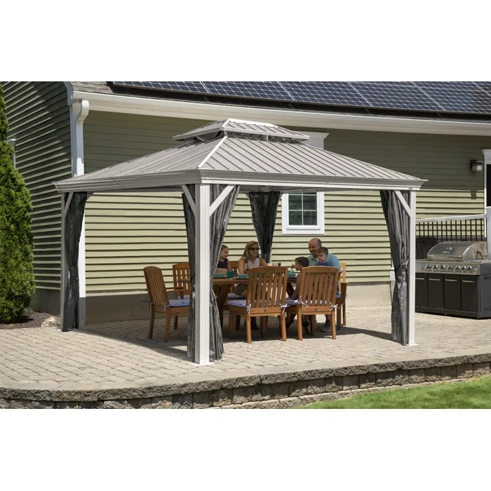 Monaco 117.32 ft x 117.32 ft Champagne Aluminum Patio Gazebo