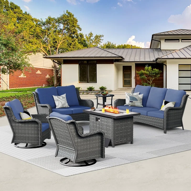 25.2" H x 42.13" W x 25.98" D 8 - Person Outdoor Seating Group with Cushions