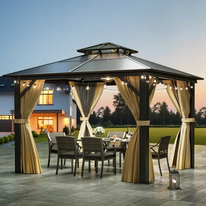 Outdoor Aluminum Patio Gazebo UV Resistant Sunshine Shelter