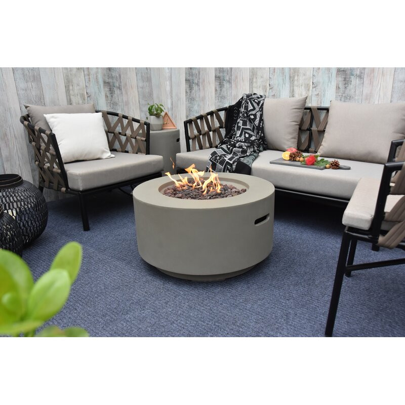 Kanyia Waterford 27" Round Concrete Outdoor Fire Pit Table - by Modeno