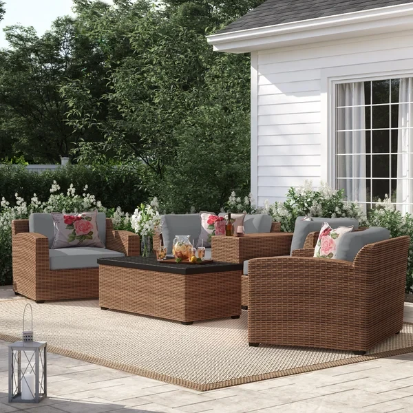 Ambroselli 4 - Person Outdoor Seating Group with Cushions