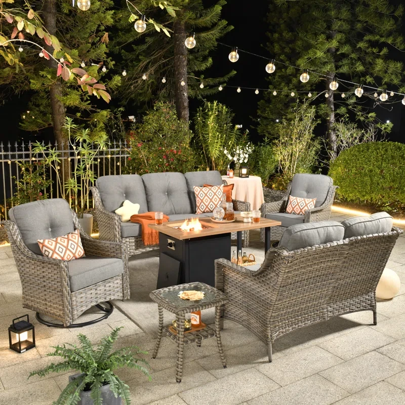 Elysha 7 - Person Outdoor Seating Group with Cushions