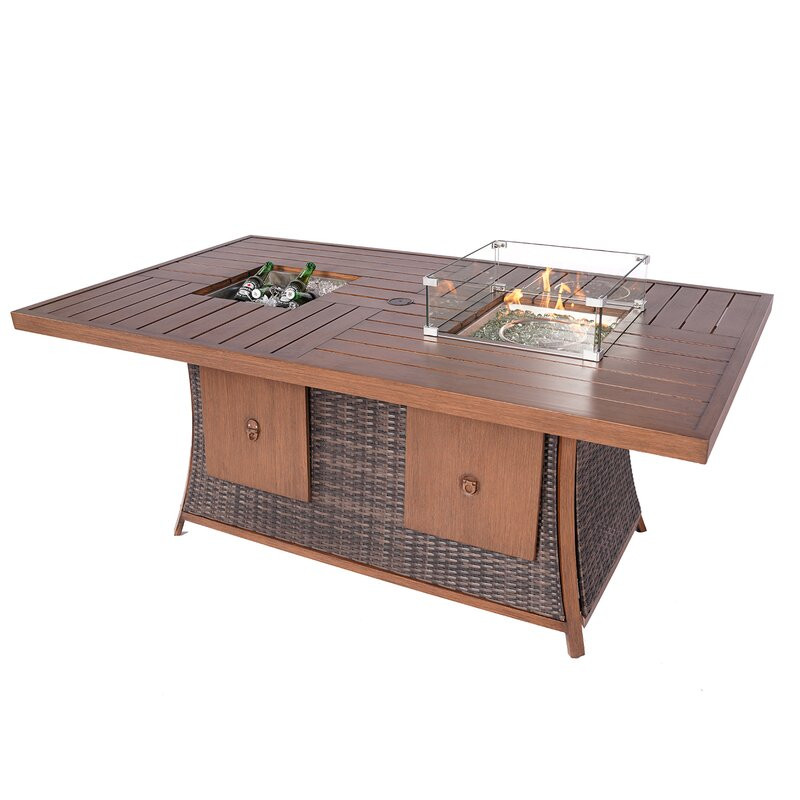 27.16" H x 70.87" W Propane Outdoor Fire Pit Table