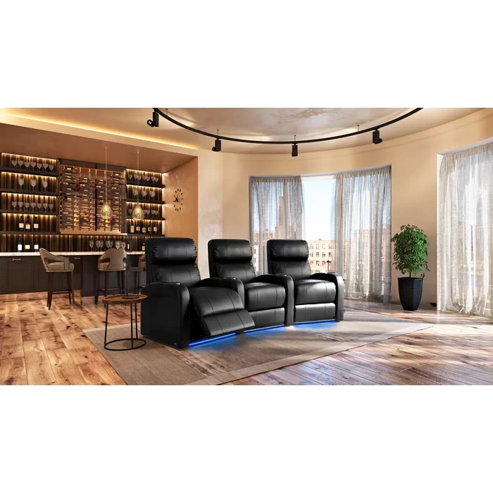 Edge XL800 Leather Home Theater Seating with Cup Holder