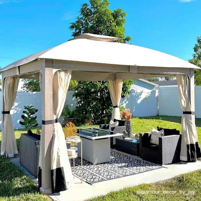 Sunjoy 11 ft. x 13 ft. Hudson Soft Top Gazebo with 5-year Fade-resistant Sunbrella Canopy