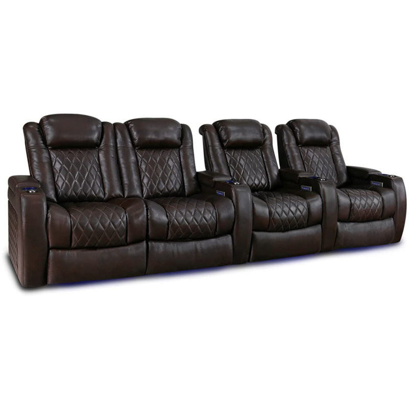 Tuscany Leather Home Theater Seating with Cup Holder
