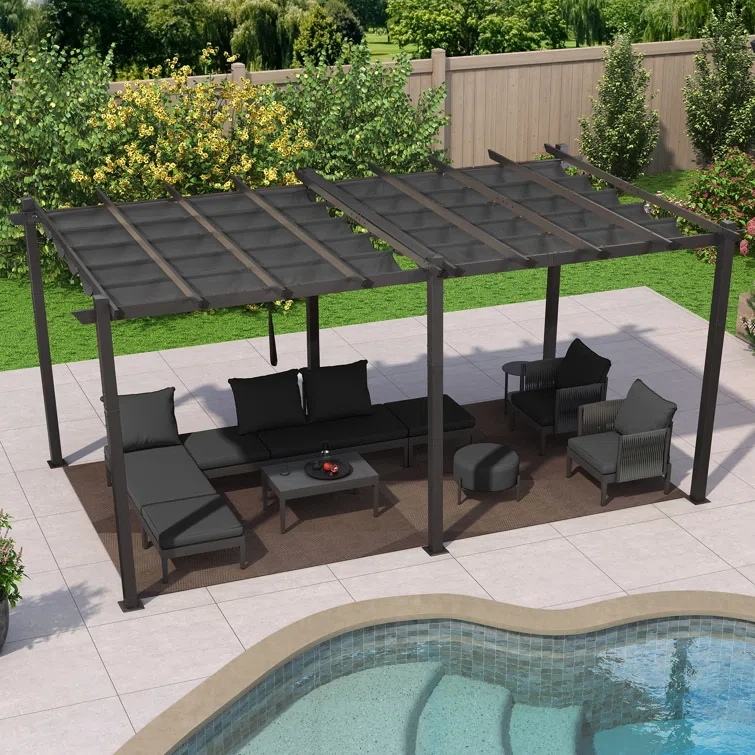 18 ft. W x 12 ft. D Aluminum Pergola with Canopy