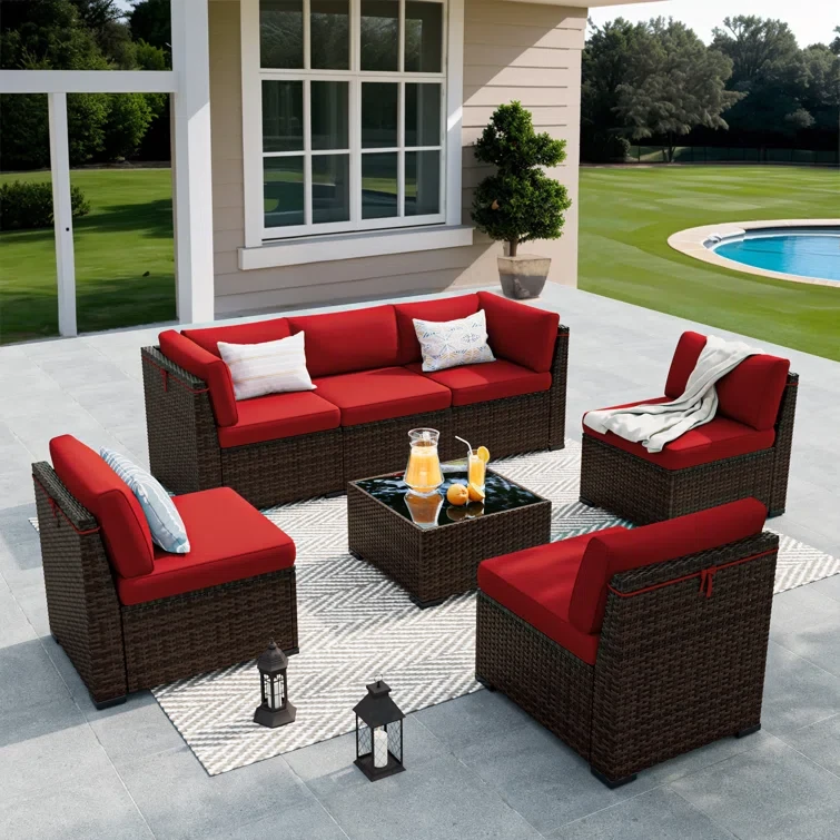 Patio Furniture Set 11 Piece Patio Sectional Sofa with Table Rattan