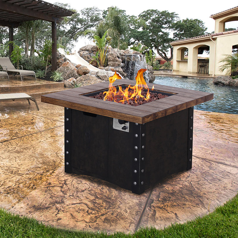 Irisa 23.8" H x 34.5" W Outdoor Gas Fire Pit Table