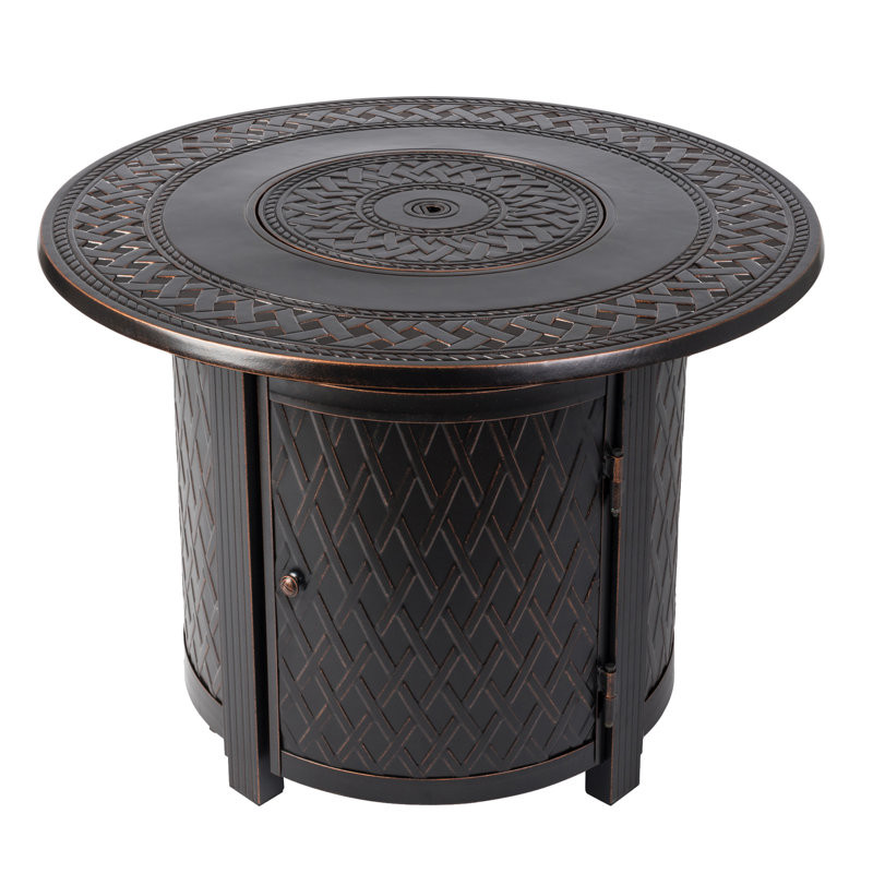 Love 33" Round Woven Aluminum Convertible Gas Fire Pit Table