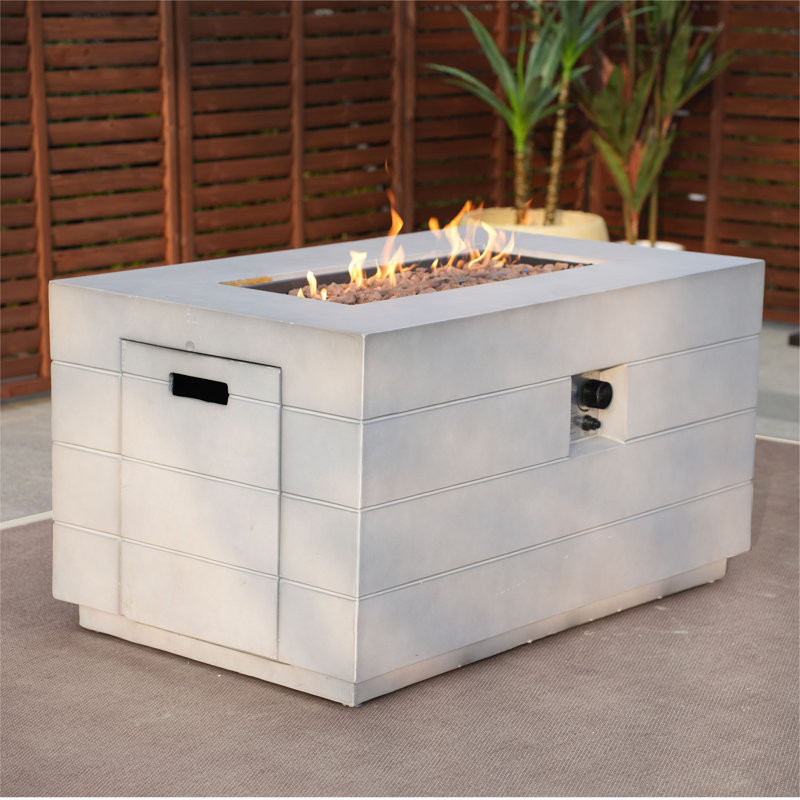 Almund 23.8'' H x 42.5'' W Magnesium Oxide Propane Outdoor Fire Pit Table with Lid