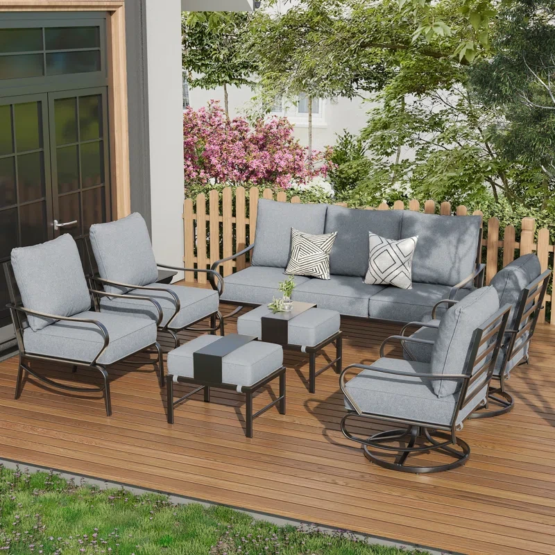 9-Person Patio Conversation Set With 2 Swivel Chair