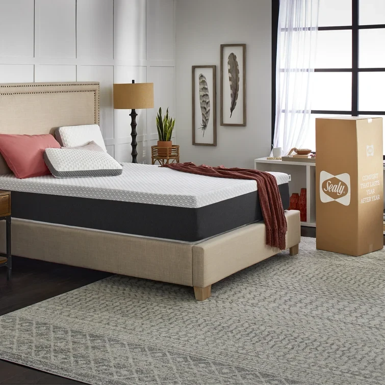 76'' W X 80'' L  Sealy Cool + Clean 12” Medium Memory Foam Mattress