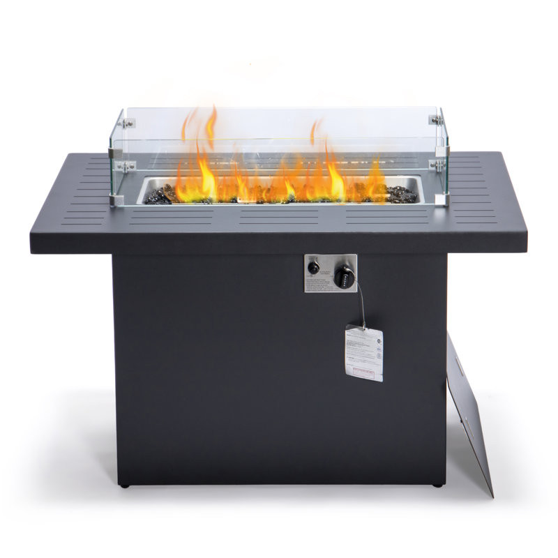 Chelsea Patio Modern Black Aluminum Propane Fire Pit Table