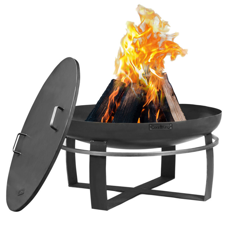 Kenesha 14.25" H Steel Wood Burning Outdoor Fire Pit with Lid  14.25" H x 31.5" W x 31.5" D