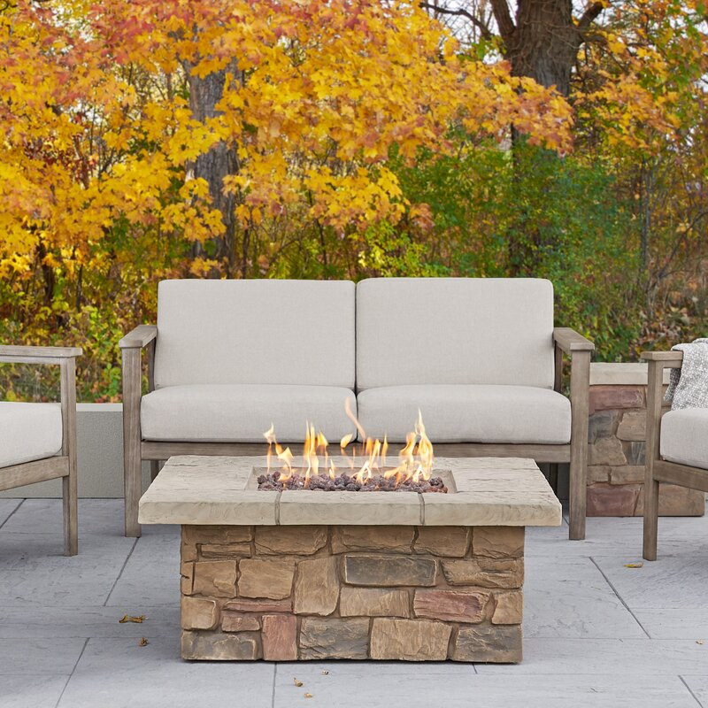 SEDONA 38" Square Concrete Propane or Natural Gas Fire Pit Table by Real Flame